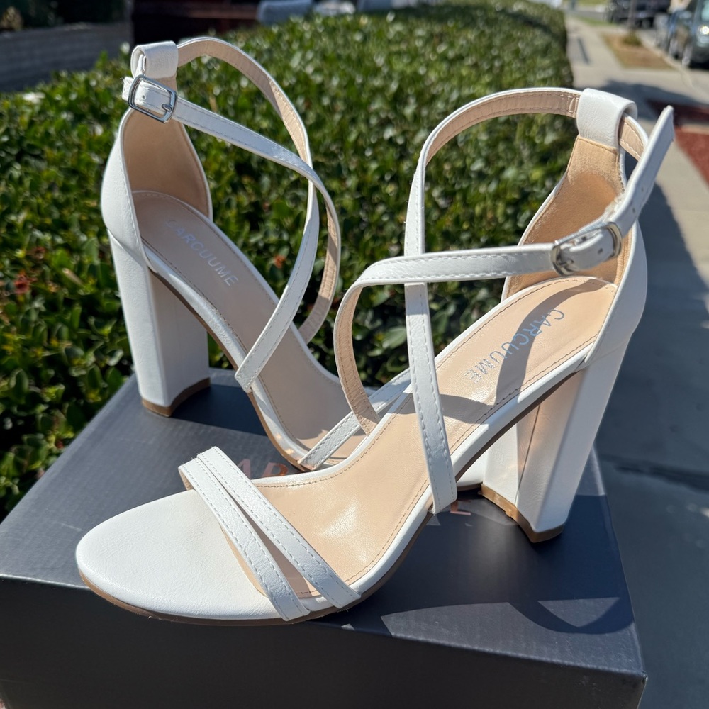 Elegant White Strappy Heels